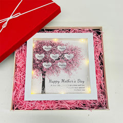 Custom Mom/Grandma Family Tree Heart Light Frame Gift