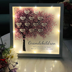 Custom Mom/Grandma Family Tree Heart Light Frame Gift