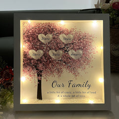 Custom Mom/Grandma Family Tree Heart Light Frame Gift