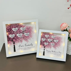 Custom Mom/Grandma Family Tree Heart Light Frame Gift