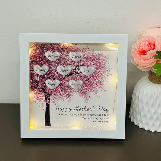 Custom Mom/Grandma Family Tree Heart Light Frame Gift