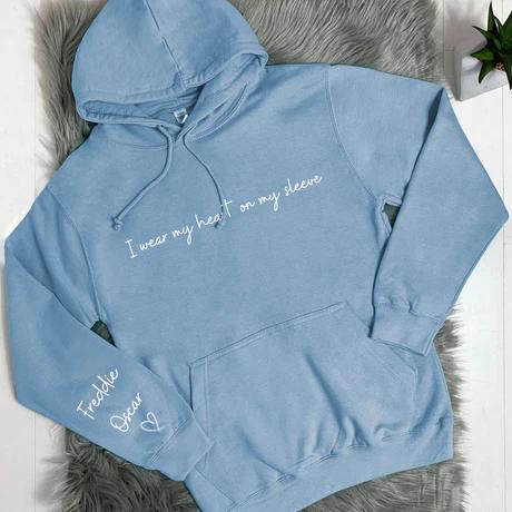 Personalized Heart On My Sleeve Hoodie/Crewneck
