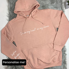 Personalized Heart On My Sleeve Hoodie/Crewneck