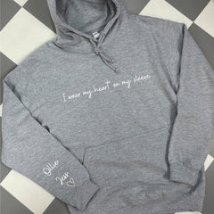 Personalized Heart On My Sleeve Hoodie/Crewneck