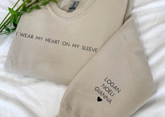 Personalized Heart On My Sleeve Hoodie/Crewneck